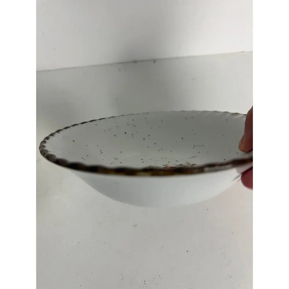 Vintage Otagiri Japan Floral Speckled Stoneware Pair 2 Cereal Bowls Replacement